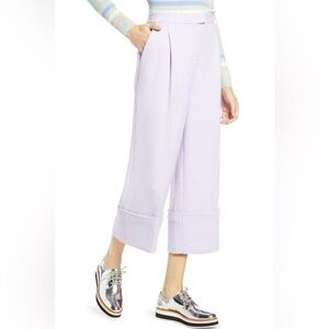 Halogen wide leg cropped trousers pants Lavender NWT Women’s 4 Pleated Modern